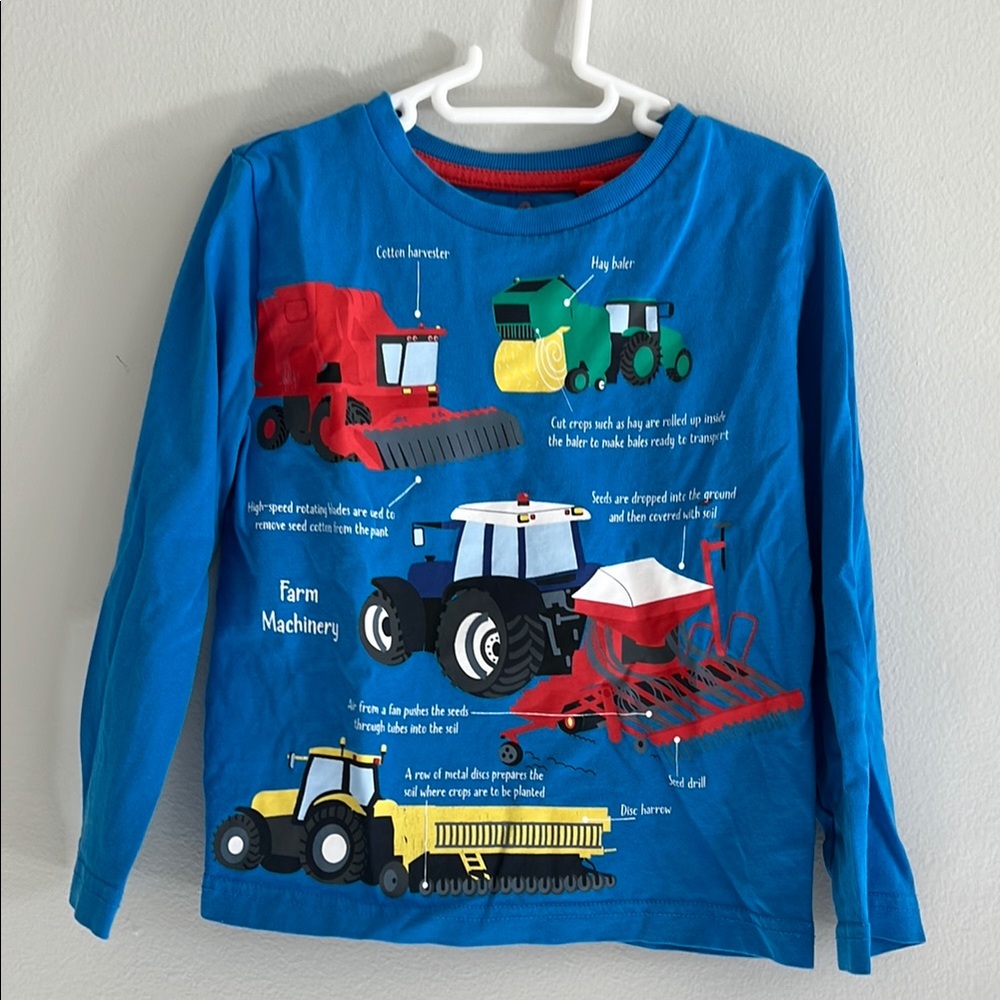 Mini Boden long sleeve farm machinery t-shirt